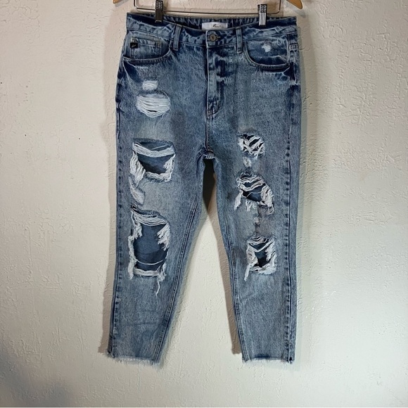 KANCAN High Rise Relaxed Distressed Tapered Jeans - Picture 3 of 10